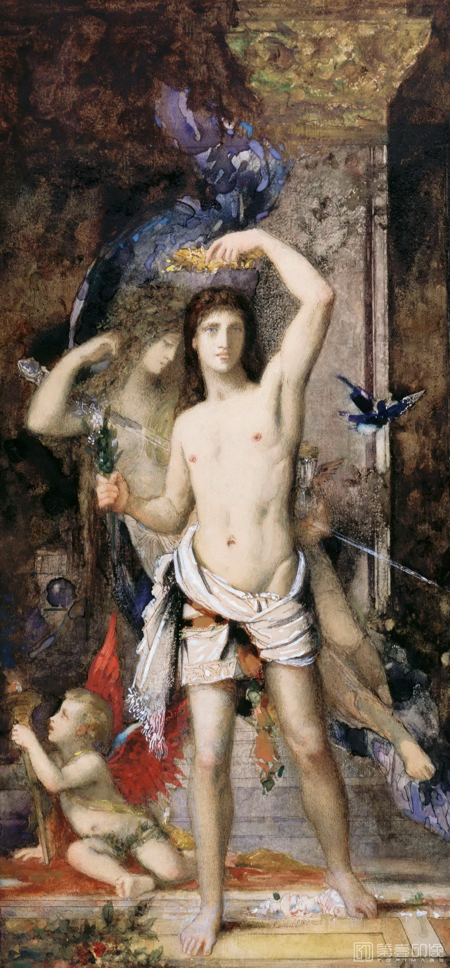 油画-卢浮宫-Gustave MoreauThe Young Man and Death-0872